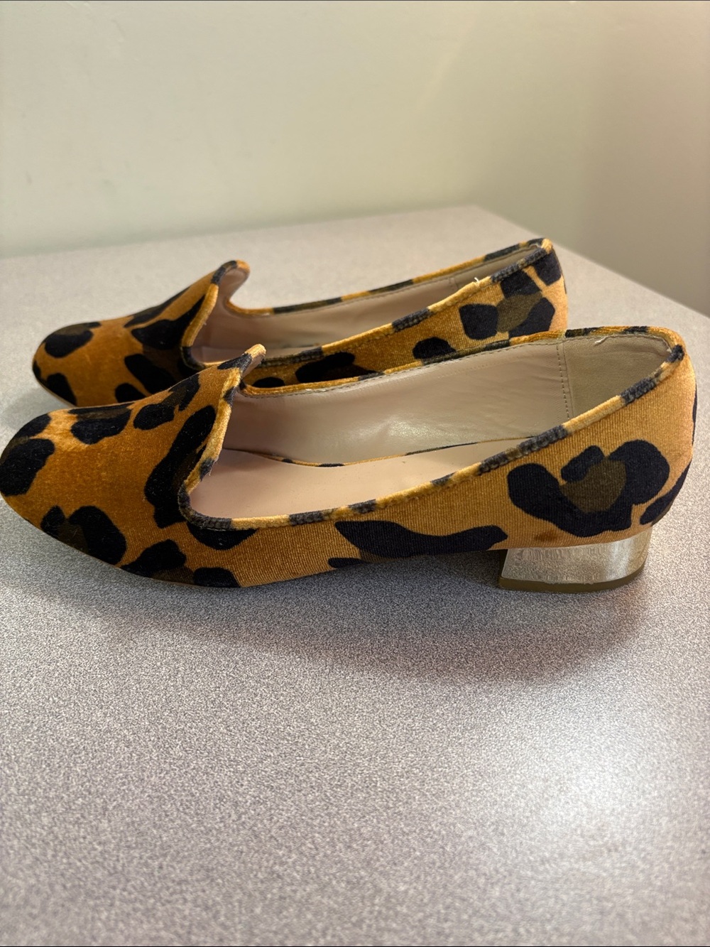Topshop Leopard Velvet Slip-On Loafers in Brown and Black - Picture 4 of 12